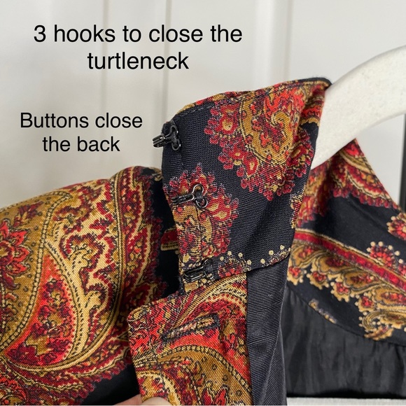 VTG Union Made Paisley Dress w/Suede Trim B1 - Picture 8 of 16